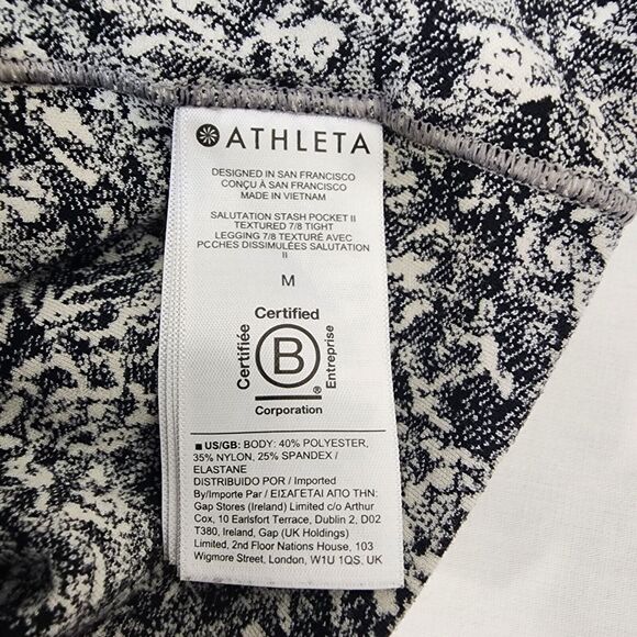 Athleta Women Legging Medium Salutation Stash Pocket ll Textured 7/8 Tight Black - Picture 9 of 11